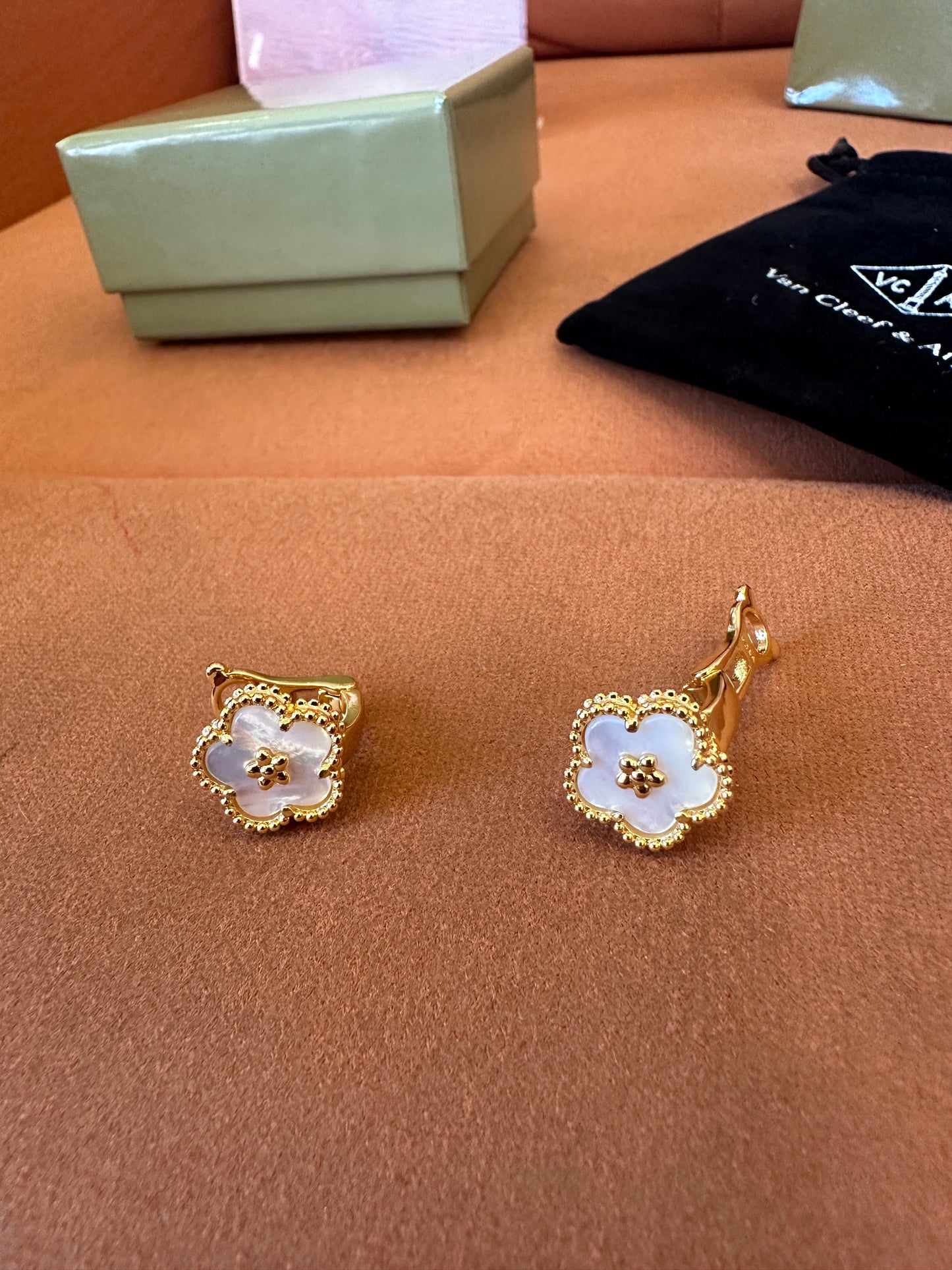 Van Cleef & Arpels Vintage Alhambra Earrings – 18K Yellow Gold & Mother of Pearl