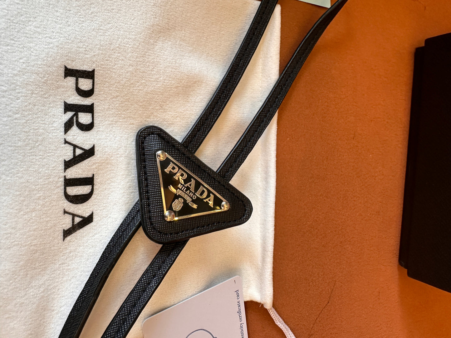 Prada Logo Plaque Leather Bolo Tie – Western-Inspired Accessory