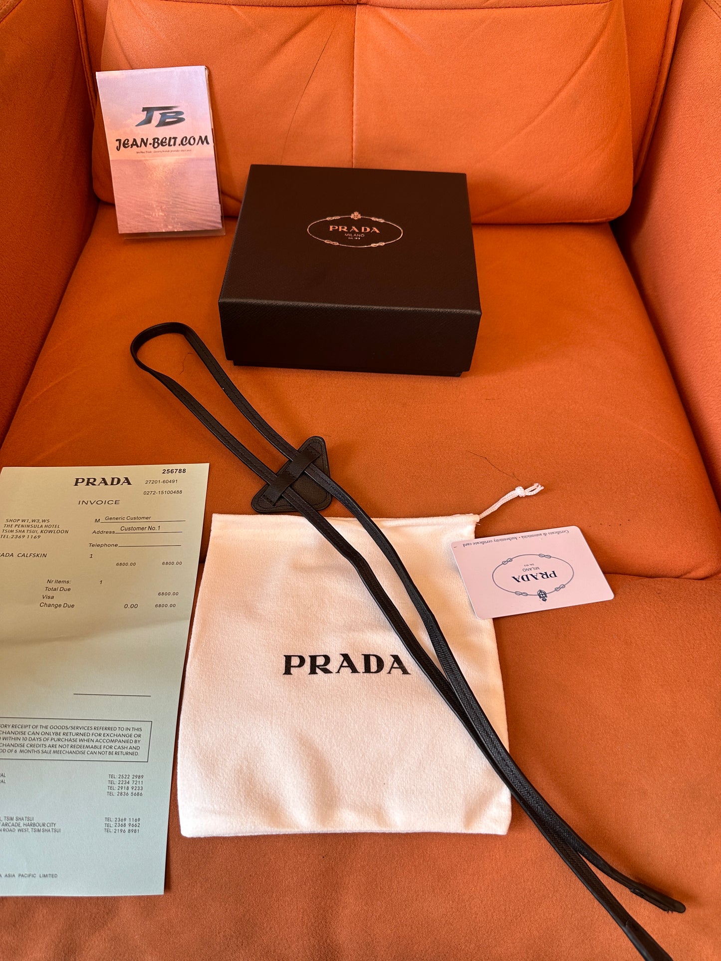 Prada Logo Plaque Leather Bolo Tie – Western-Inspired Accessory