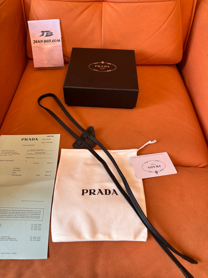 Prada Logo Plaque Leather Bolo Tie – Western-Inspired Accessory