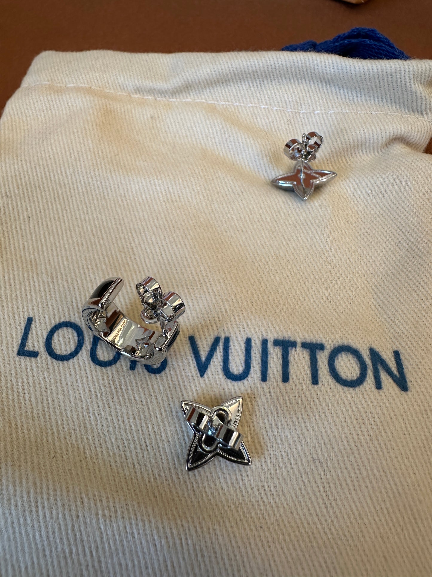 Louis Vuitton Star Blossom Earrings Set – Silver-tone Monogram Stud Trio