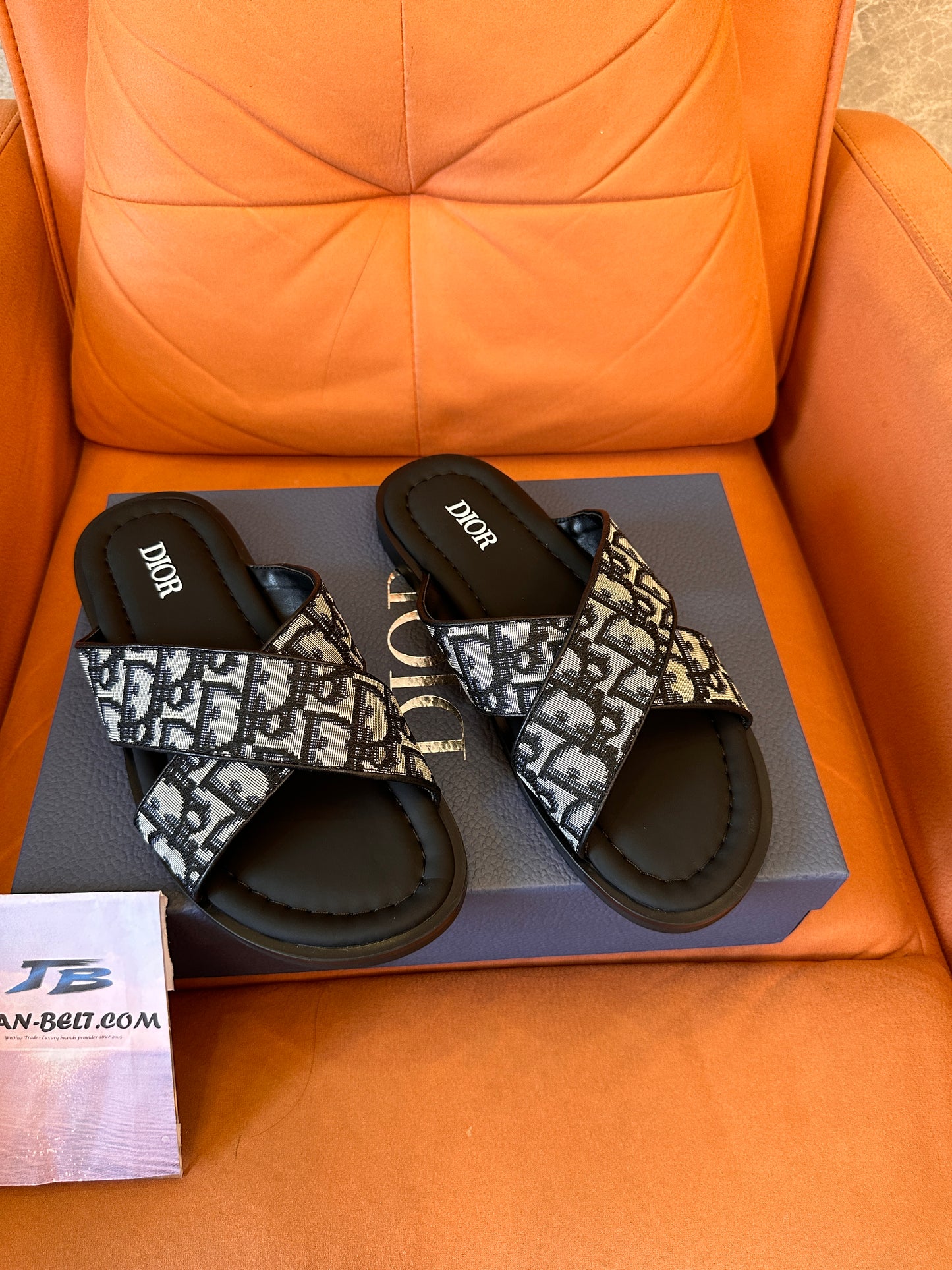 Dior Dway Oblique embroidered slide sandals