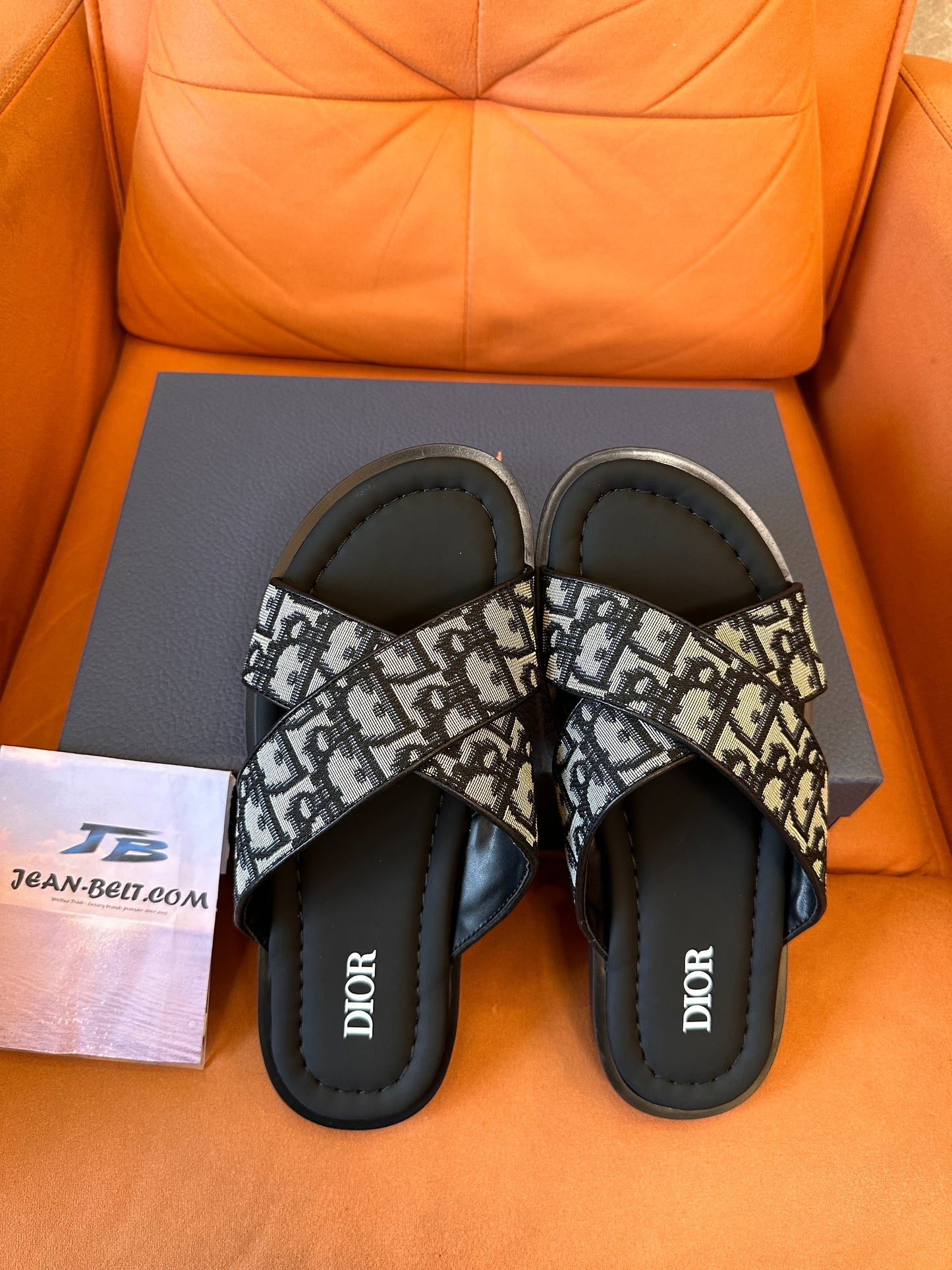 Dior Dway Oblique embroidered slide sandals