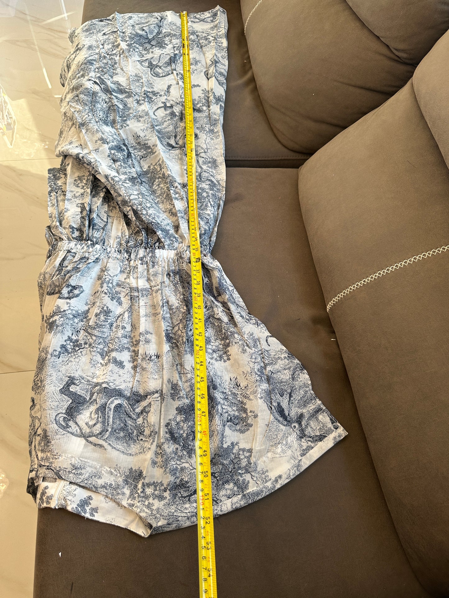 Dior Toile de Jouy Printed Two-Piece Dress Set – Blue and White Chiffon