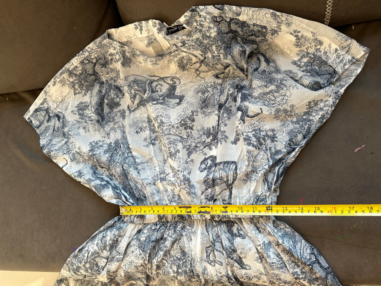 Dior Toile de Jouy Printed Two-Piece Dress Set – Blue and White Chiffon