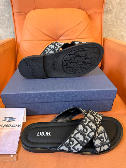 Dior Dway Oblique embroidered slide sandals