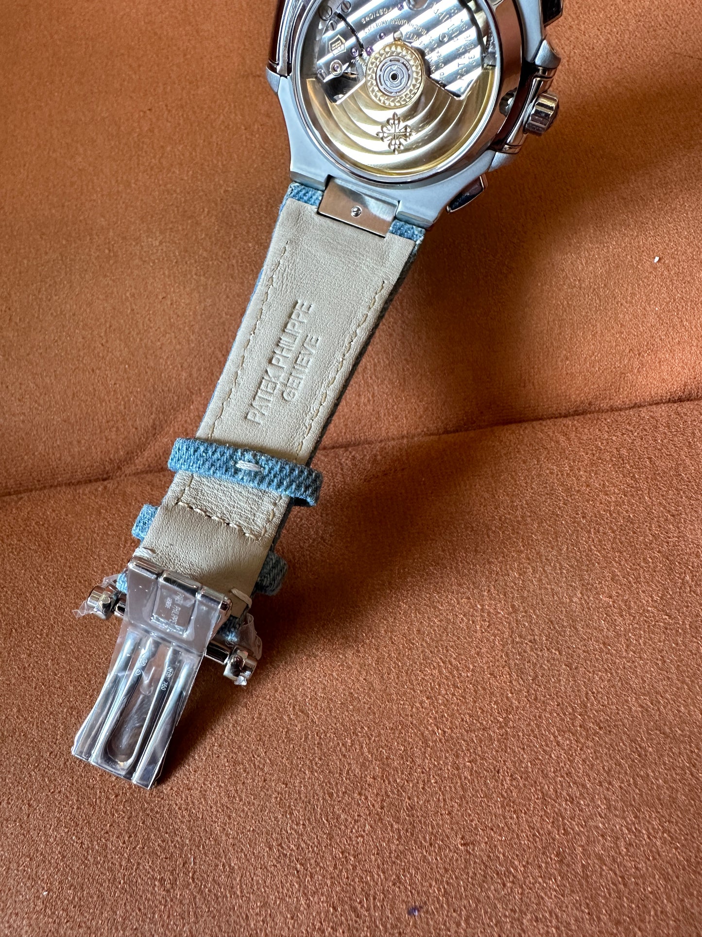 Patek Philippe Nautilus Chronograph Watch – Anthracite Gray Embossed Dial, Denim Strap