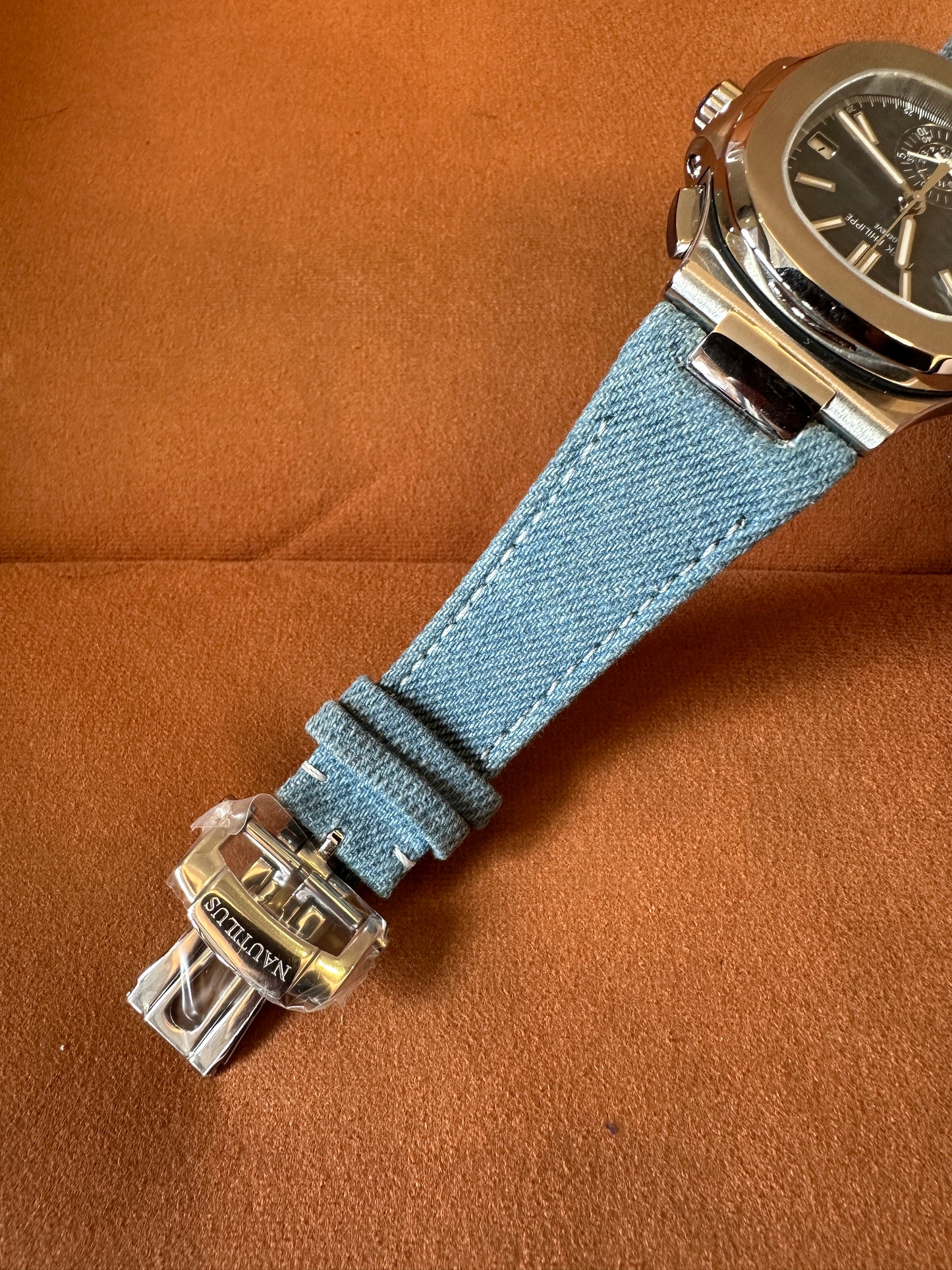 Patek Philippe Nautilus Chronograph Watch – Anthracite Gray Embossed Dial, Denim Strap