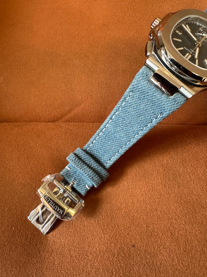 Patek Philippe Nautilus Chronograph Watch – Anthracite Gray Embossed Dial, Denim Strap