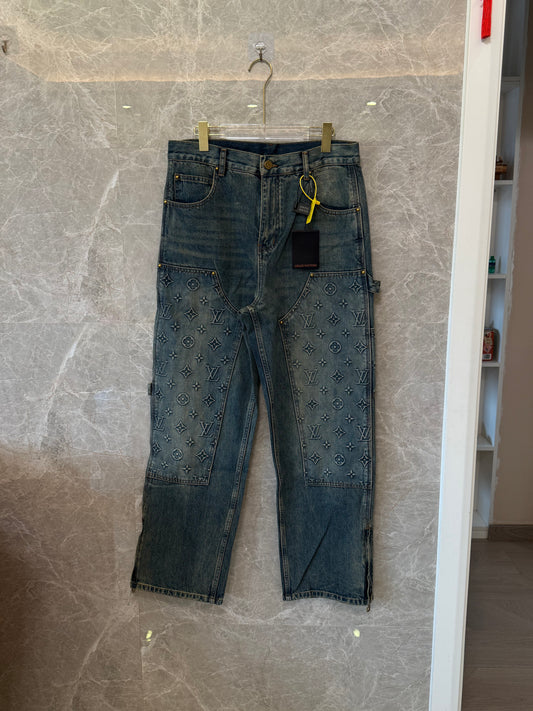 Louis Vuitton Monogram Embossed Cargo Denim Jeans