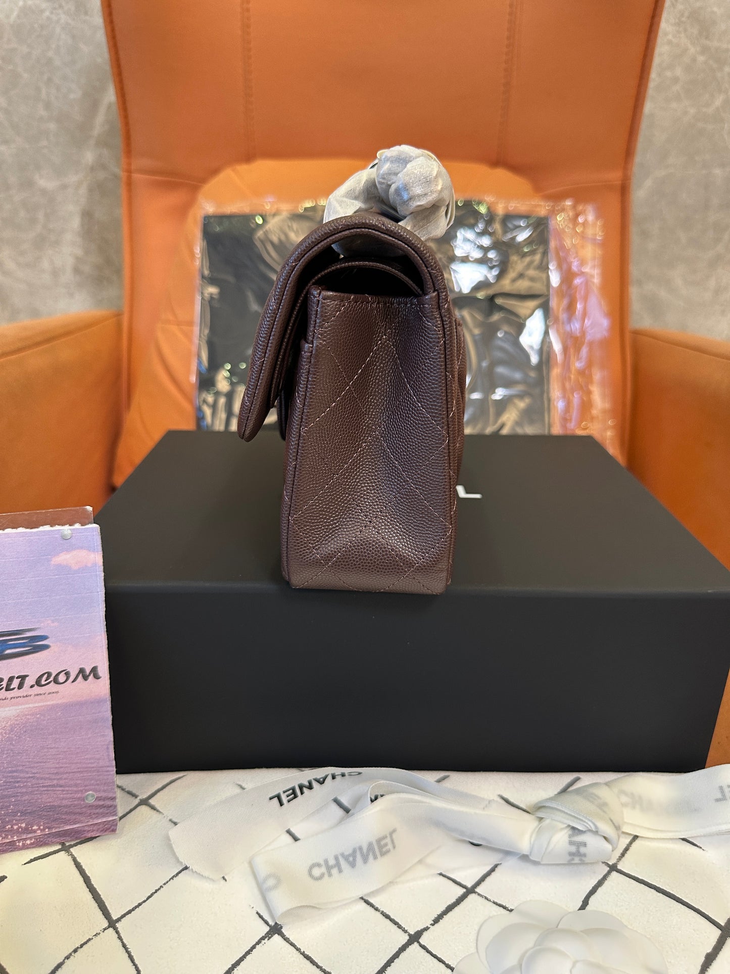 Chanel Classic Flap Bag Medium – Brown Caviar Leather, Gold-Tone Hardware