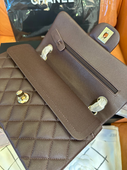 Chanel Classic Flap Bag Medium – Brown Caviar Leather, Gold-Tone Hardware