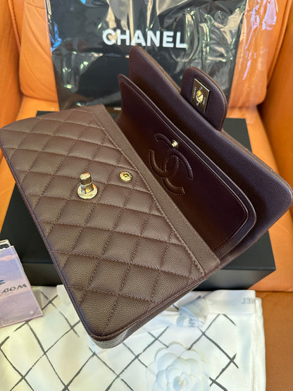 Chanel Classic Flap Bag Medium – Brown Caviar Leather, Gold-Tone Hardware
