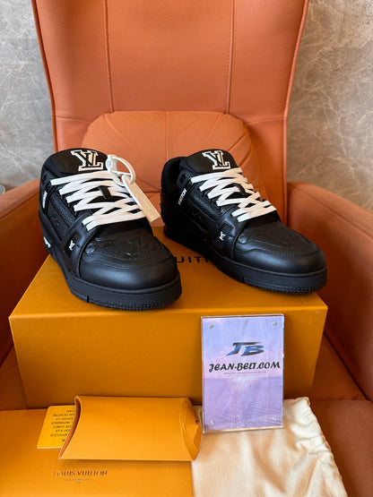 Louis Vuitton LV Trainer Sneaker - Black Monogram Embossed Leather