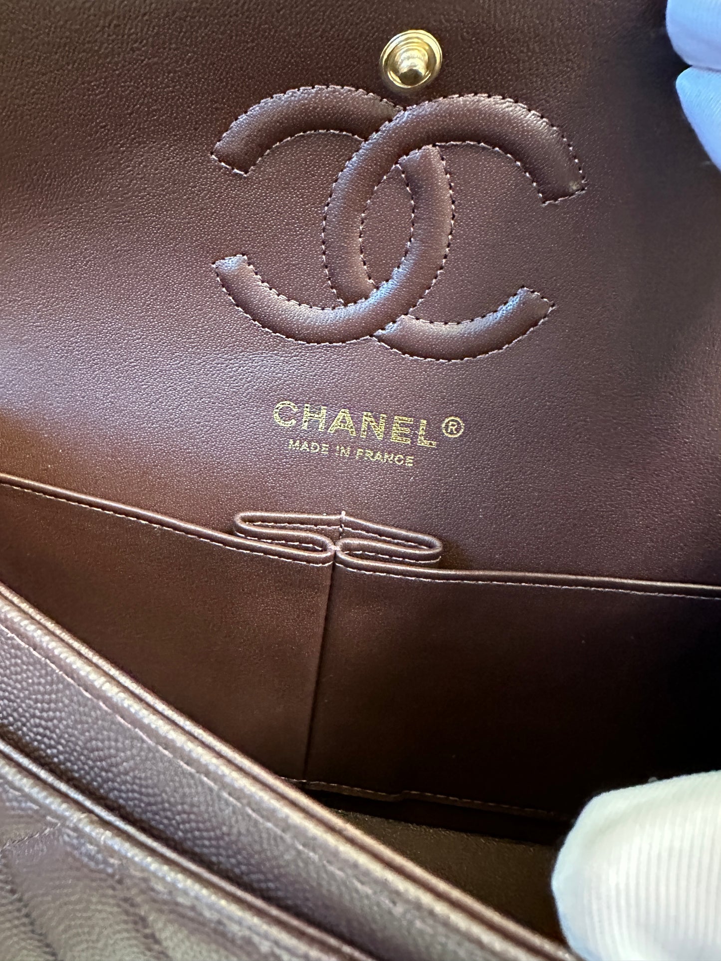 Chanel Classic Flap Bag Medium – Brown Caviar Leather, Gold-Tone Hardware