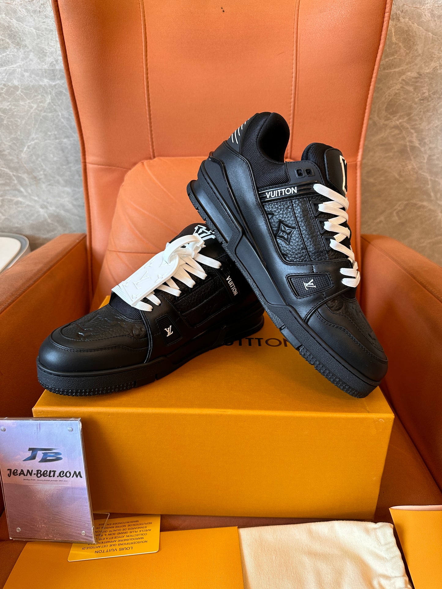 Louis Vuitton LV Trainer Sneaker - Black Monogram Embossed Leather