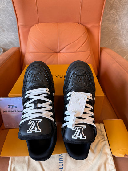 Louis Vuitton LV Trainer Sneaker - Black Monogram Embossed Leather