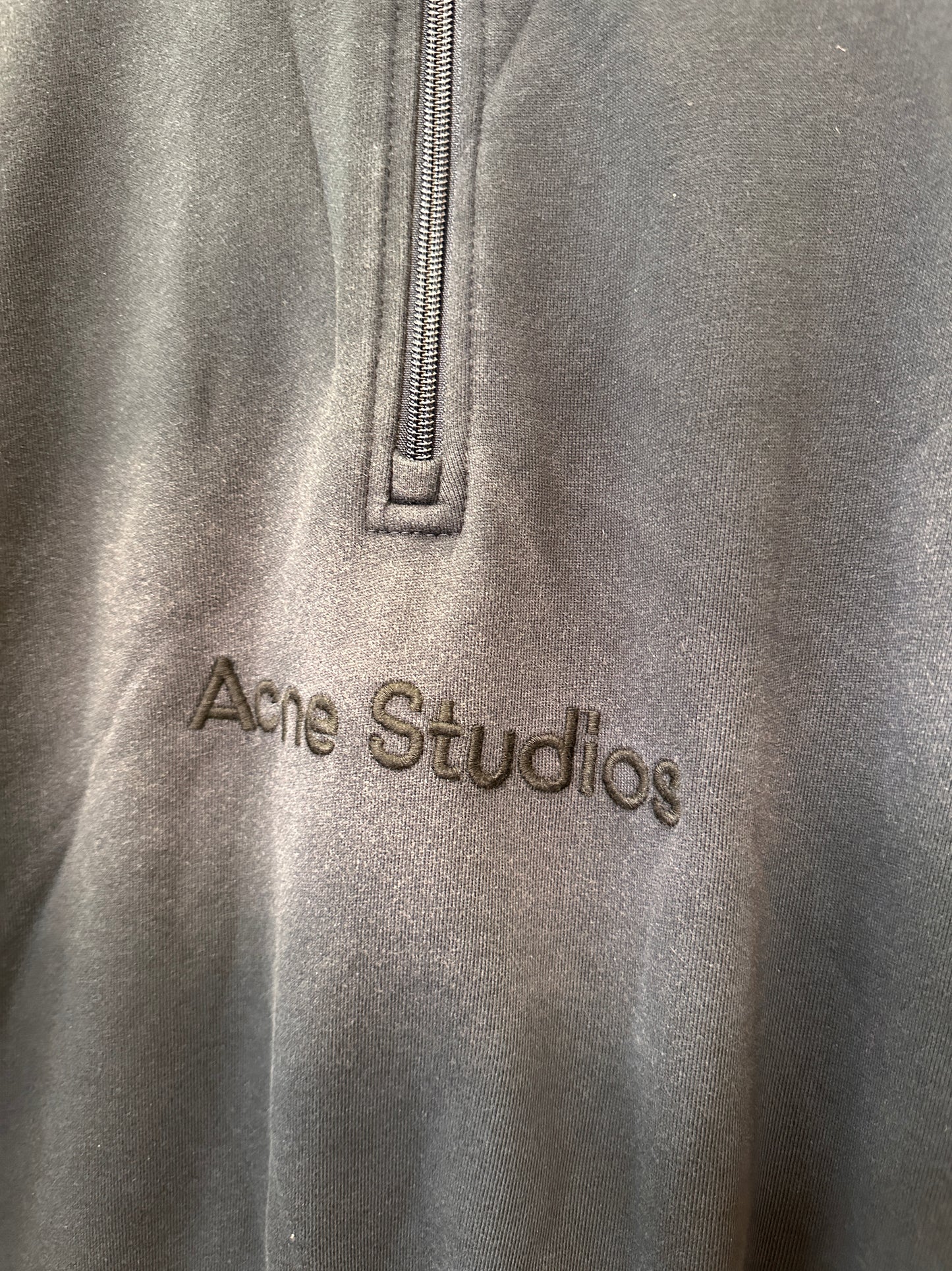 Acne Studios Half-Zip Oversized Mock Neck Sweatshirt - Black