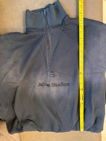 Acne Studios Half-Zip Oversized Mock Neck Sweatshirt - Black