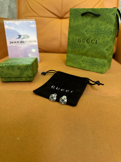 Gucci Interlocking G Crystal Stud Earrings Silver