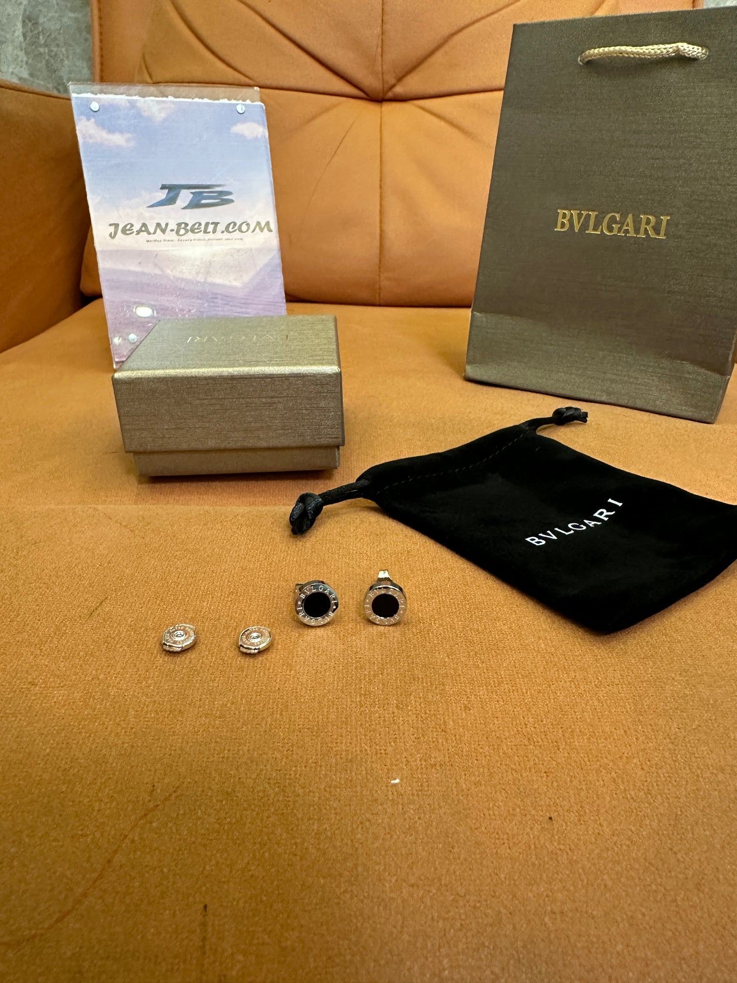 Bvlgari B.zero1 Black Ceramic Stud Earrings in Silver