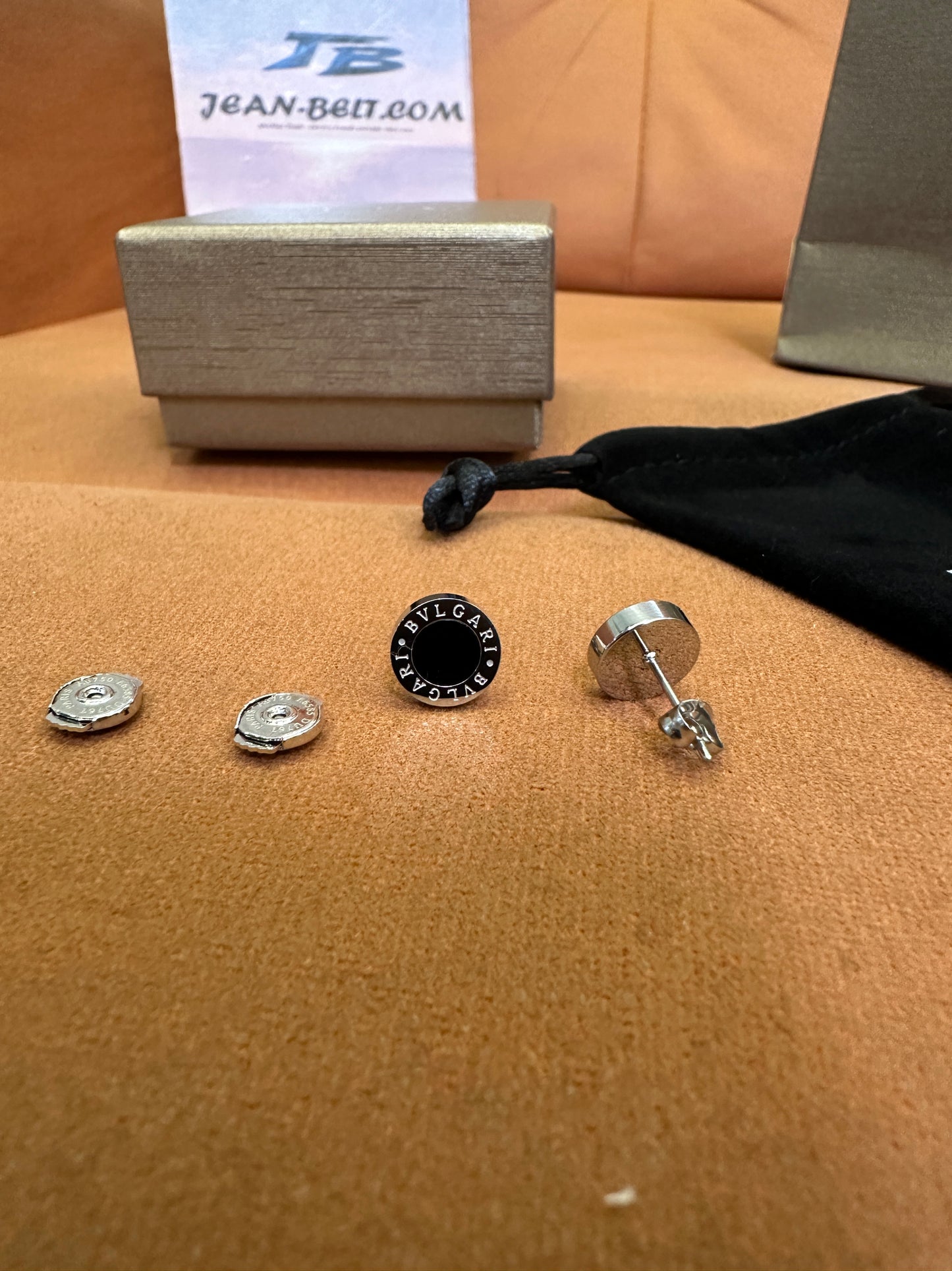 Bvlgari B.zero1 Black Ceramic Stud Earrings in Silver