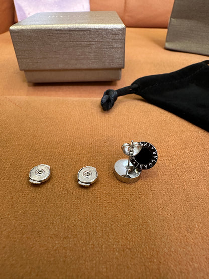 Bvlgari B.zero1 Black Ceramic Stud Earrings in Silver