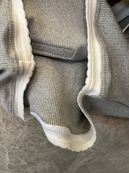 Miu Miu Grey Terry Cotton Crop Tank and Shorts Set