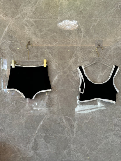 Miu Miu Black Crop Top & Shorts Set