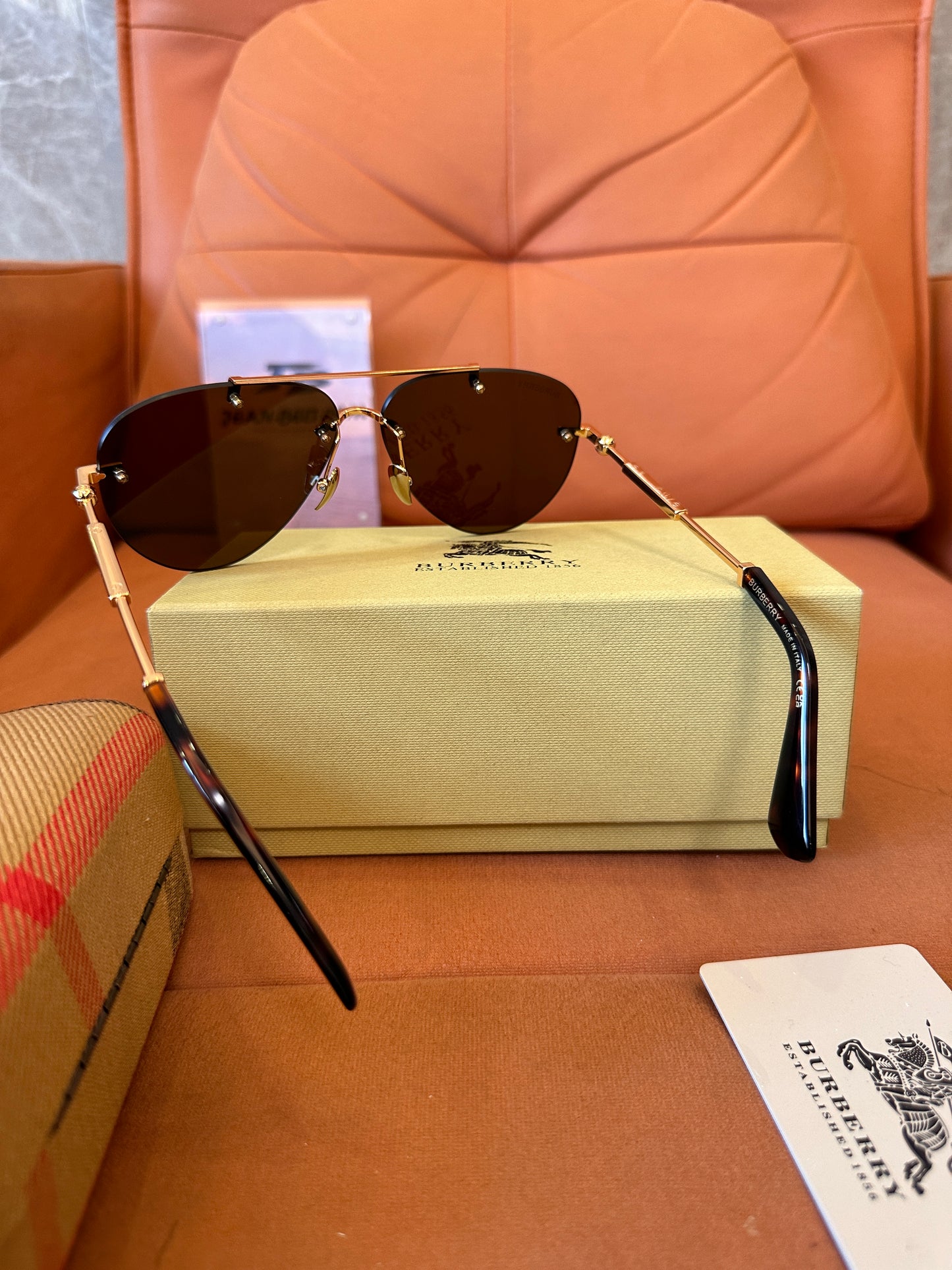 Burberry BE3151 Tortoise & Gold Pilot Sunglasses