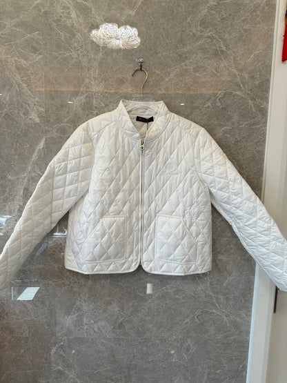 Loro Piana White Quilted Zip Jacket