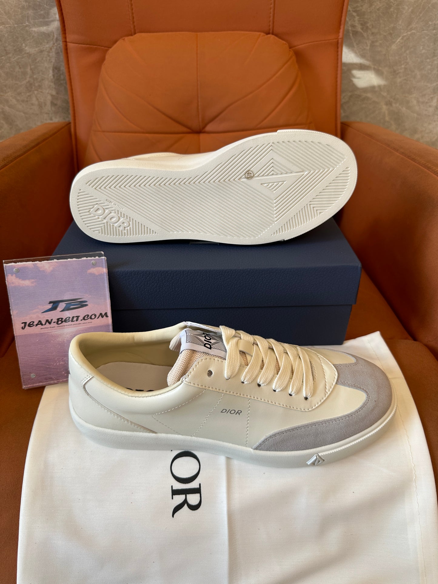 Dior B57 Low-Top Sneakers in Beige and Gray Suede