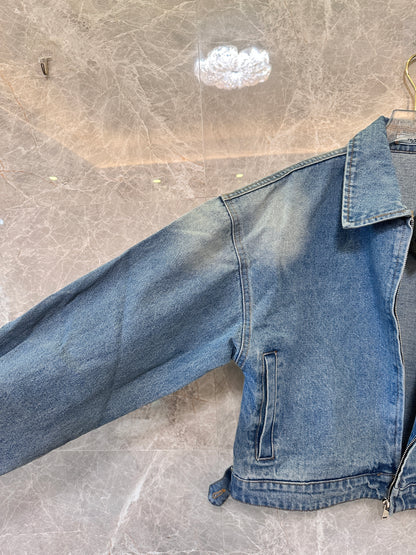 Prada Washed Denim Jacket with Triangle Logo
