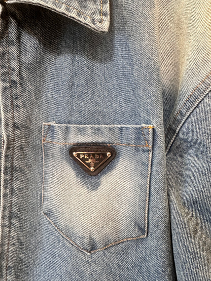 Prada Washed Denim Jacket with Triangle Logo
