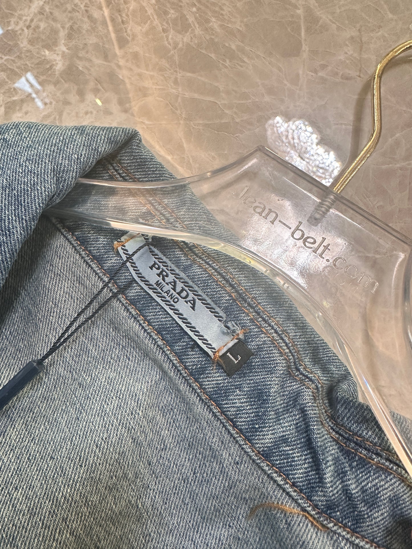 Prada Washed Denim Jacket with Triangle Logo
