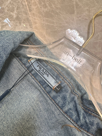 Prada Washed Denim Jacket with Triangle Logo