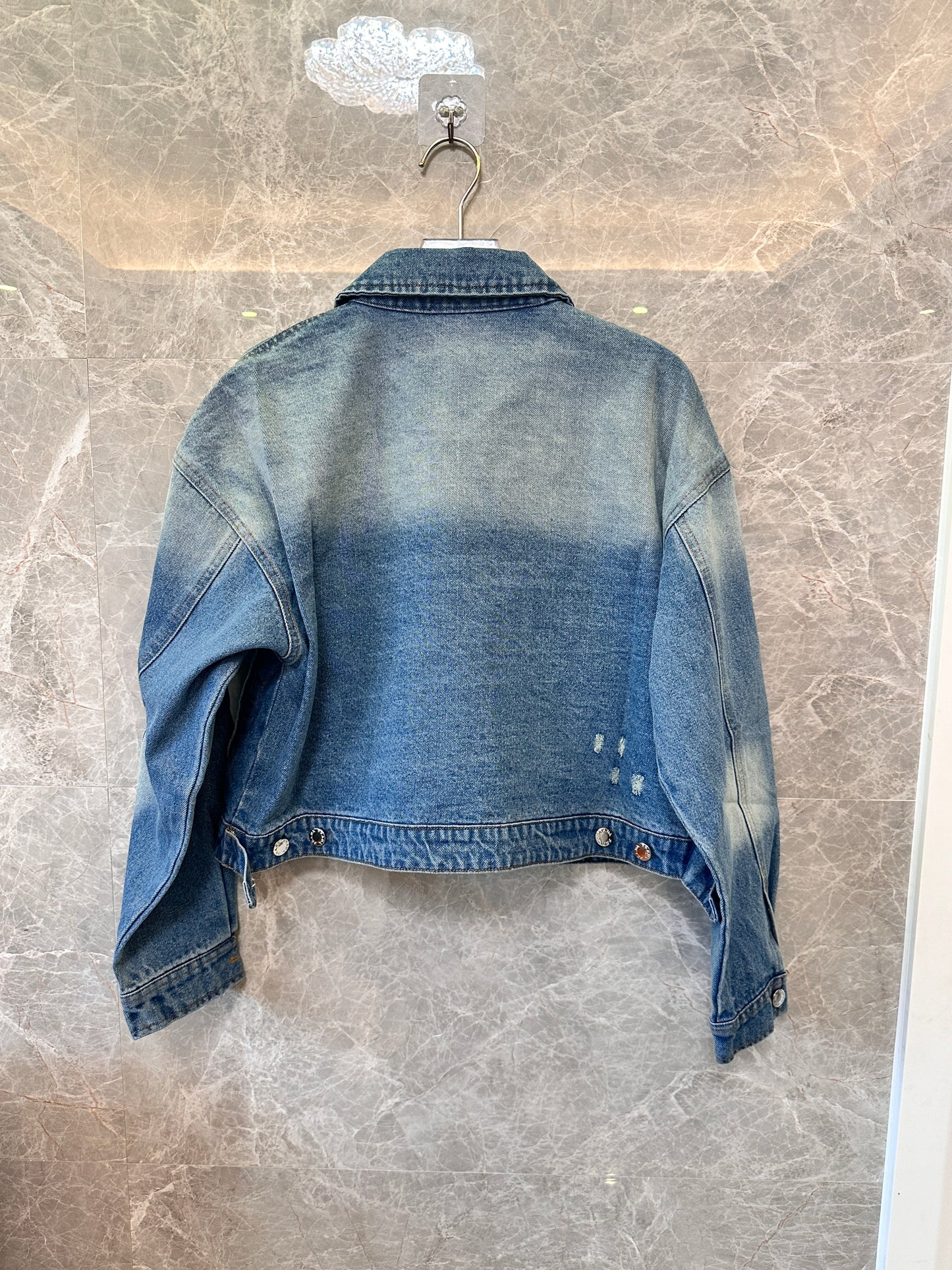 Prada Washed Denim Jacket with Triangle Logo