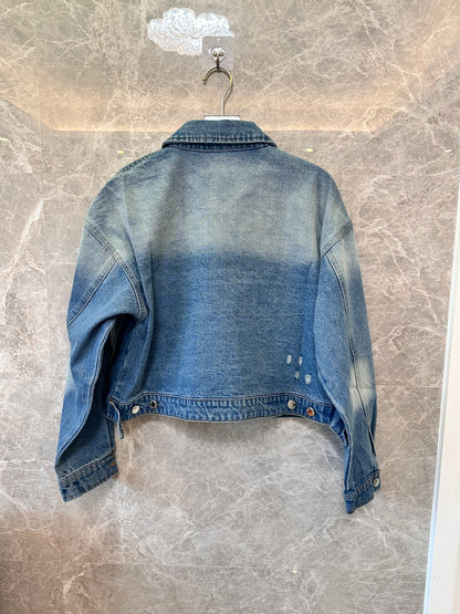 Prada Washed Denim Jacket with Triangle Logo
