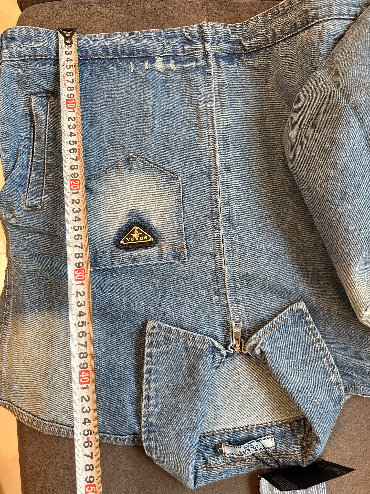 Prada Washed Denim Jacket with Triangle Logo