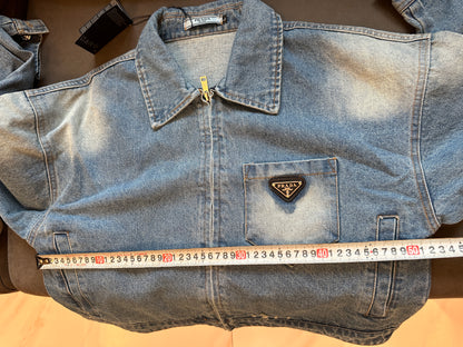 Prada Washed Denim Jacket with Triangle Logo