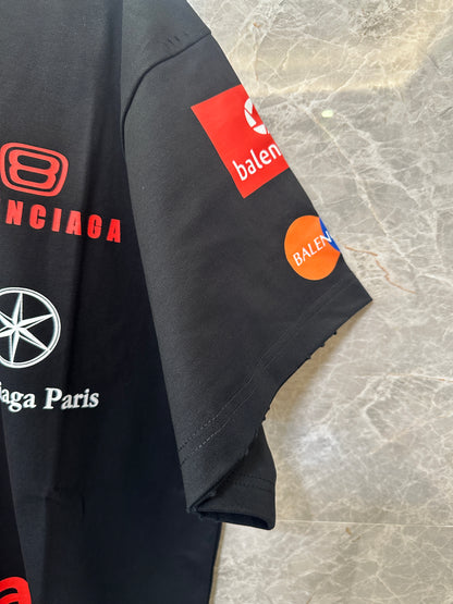 Balenciaga Multi-Logo Racing Print Black T-Shirt