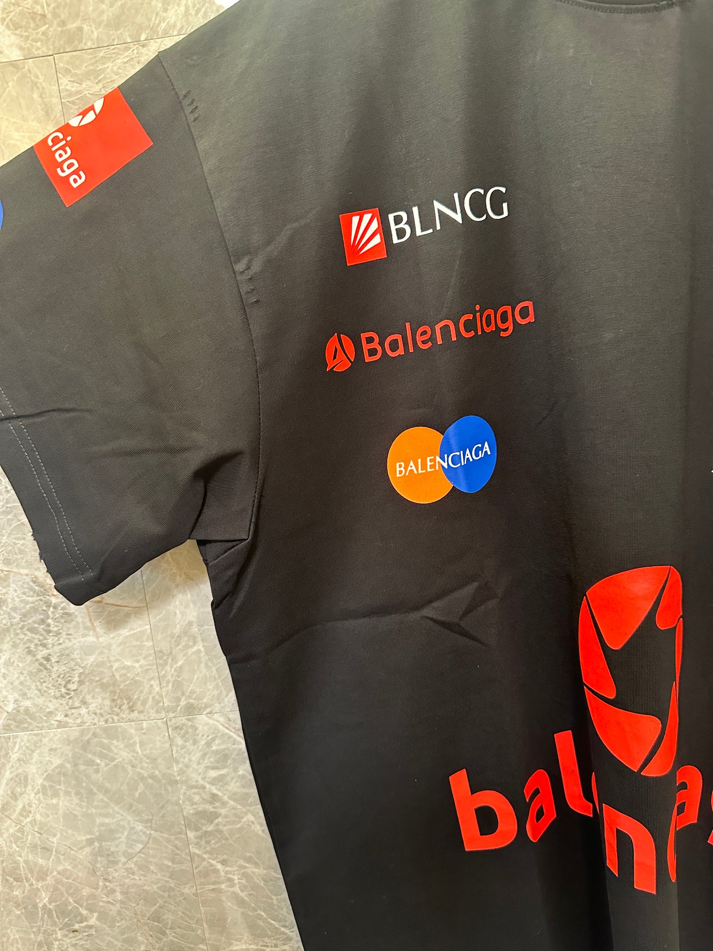 Balenciaga Multi-Logo Racing Print Black T-Shirt