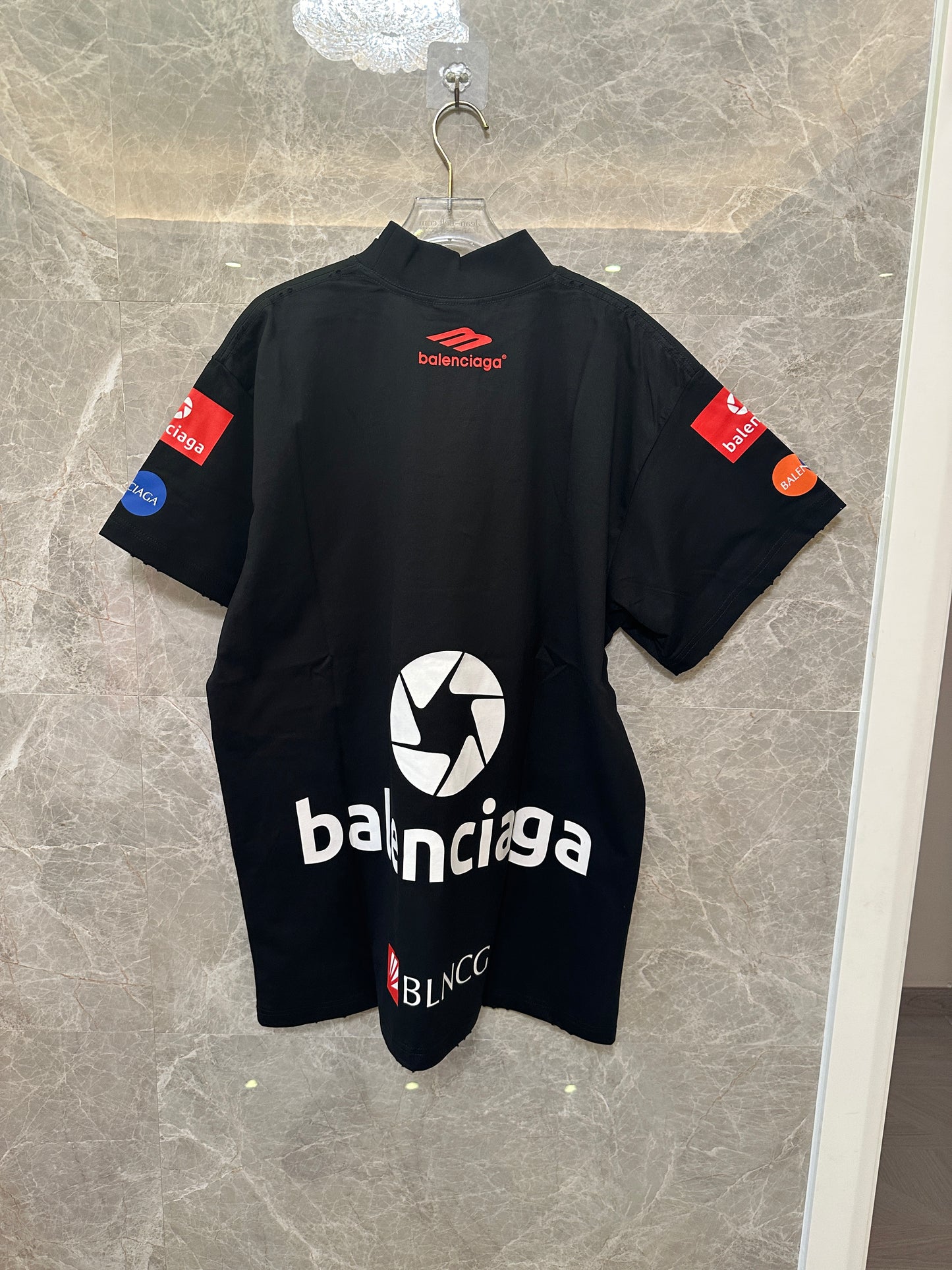 Balenciaga Multi-Logo Racing Print Black T-Shirt