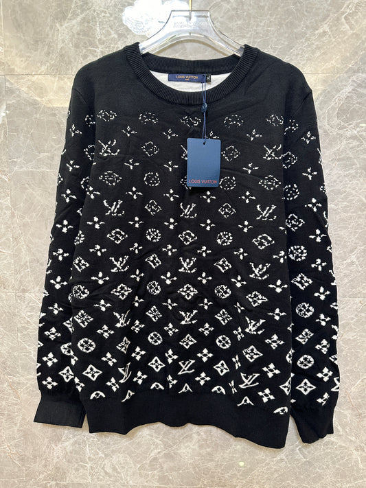 Louis Vuitton Monogram Jacquard Knit Sweater – Black