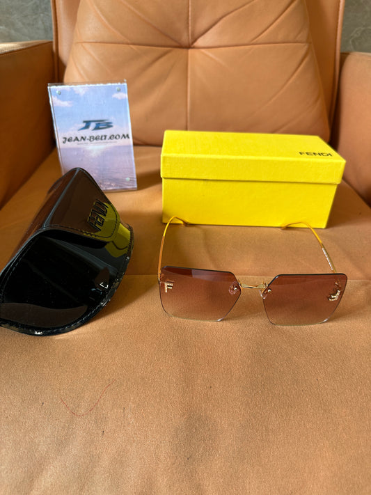 Fendi Gradient Rimless Square Sunglasses – Gold Metal Temples