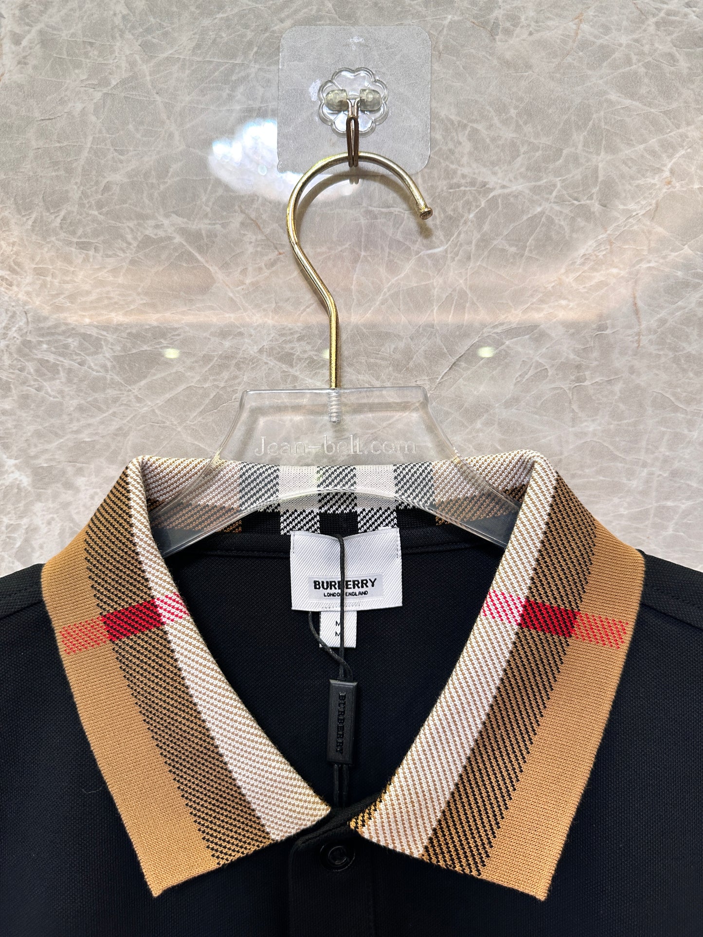 Polo de algodón Burberry con cuello a cuadros