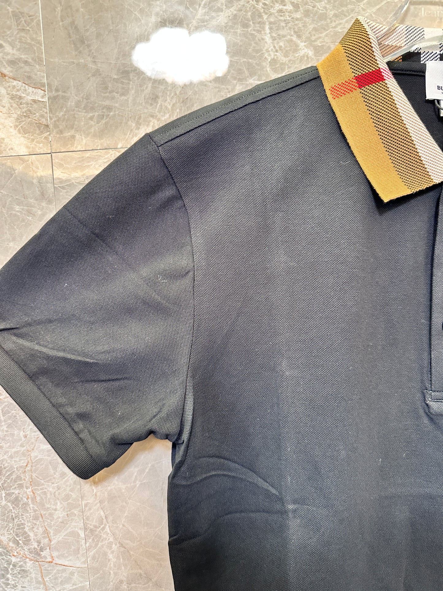 Polo de algodón Burberry con cuello a cuadros