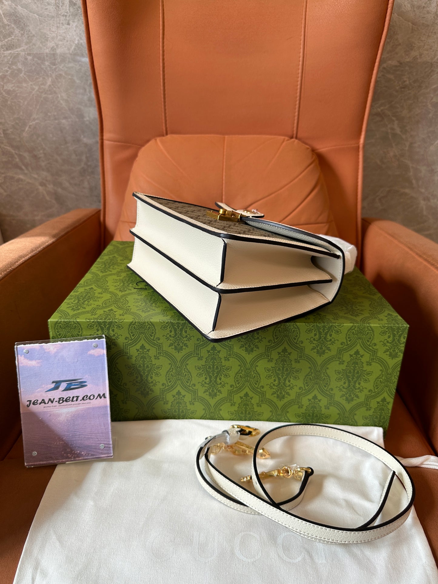 Gucci Ophidia GG Canvas Top Handle Bag – Beige/White