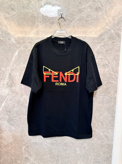Fendi Black Logo T-shirt with "Fendi Roma" Graphic