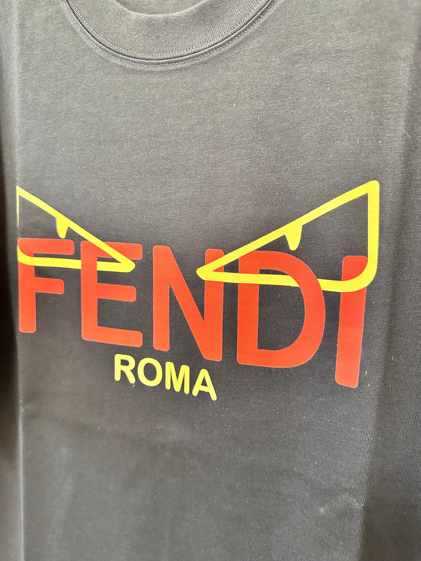 Fendi Black Logo T-shirt with "Fendi Roma" Graphic